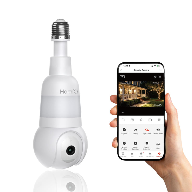 5MP 3K Light Bulb Camera,Color Night Vision Wireless with Alexa | Smart Detection & Two-Way Audio,Light Bulb Camera Outdoor Indoor with 2.4GHz & 5GHz Dual-Band WiFi E26/27 5MP