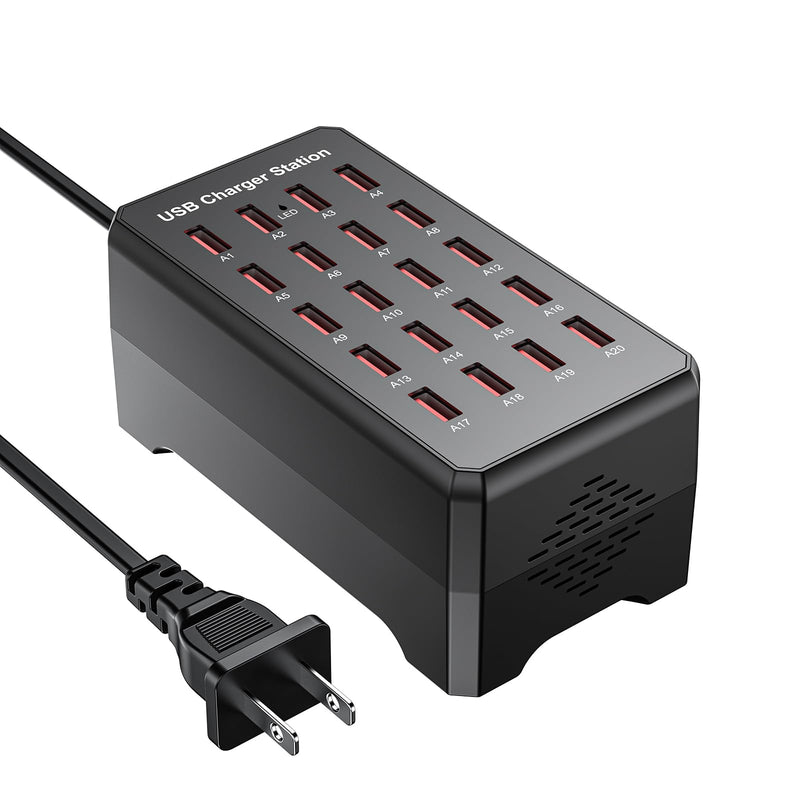 100W 20-Port USB Charging Station for Multiple Devices | USB Charging Hub Compatible with iPhone, Android Tablet and More-Desktop Charger for Home, Office & Entrepreneur