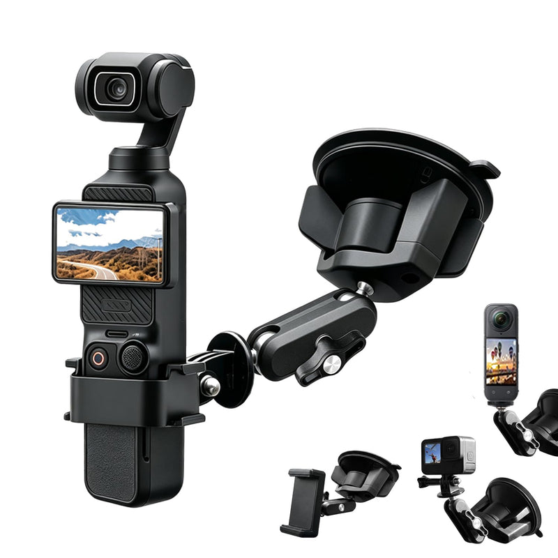 For Dji Osmo Pocket 3 Car Mount, for Xtra Muse Car Mount Suction Cup | Car Camera Mount, Windshield Window Dash Mount, for DJI Osmo Pocket 4 3 2 Action 6 5 Pro 4 GoPro 13 12 11 10 9 Insta360 X5 X4
