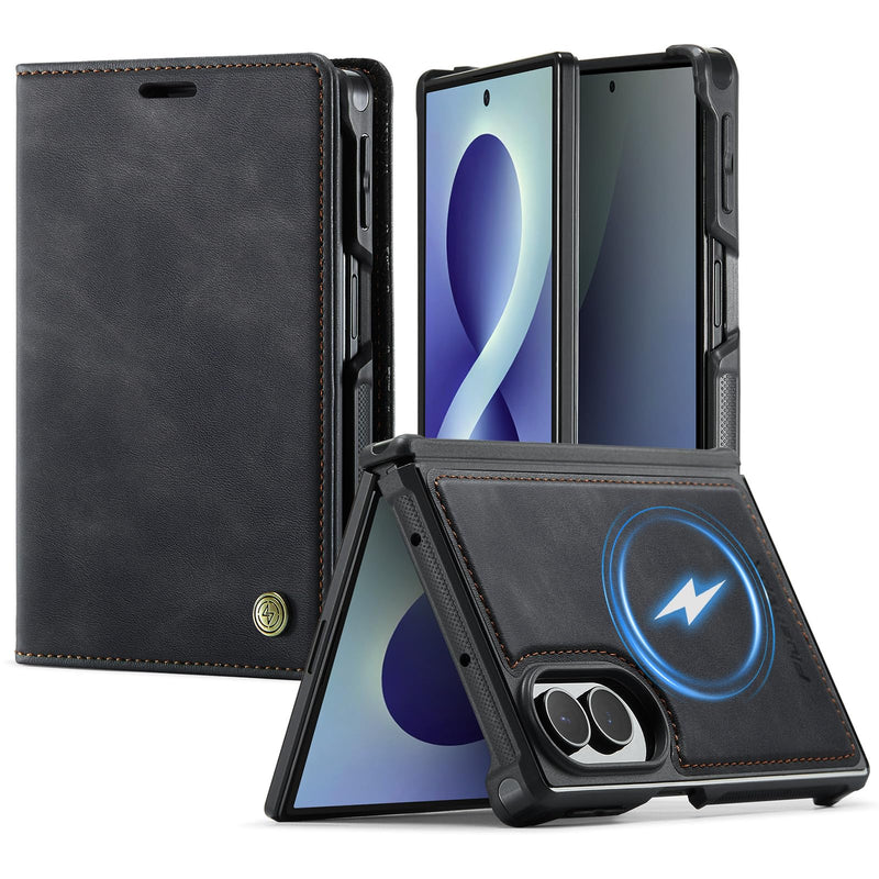 for Samsung Galaxy Z Fold 8 2in1 Detachable Wallet Case, Black | Compatible with Magsafe, Magnetic, RFID Blocking Card Holder, Kickstand, Wireless Charging, Shockproof, PU Leather Flip Cover