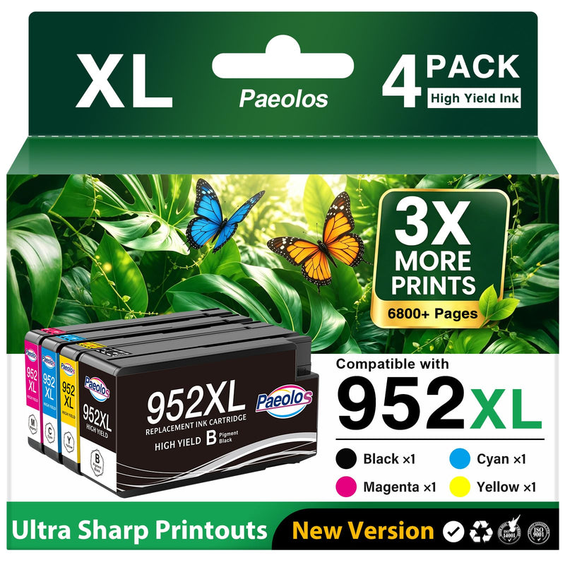 952XL Ink Cartridges Replacement for HP 952XL Ink Cartridges Combo Pack Latest Chip 952 XL for HP OfficeJet Pro 8710 7740 8715 8210 8720 8702 8725 8730 Printers 952XL Balck Cyan Magenta Yellow, 4 Pack