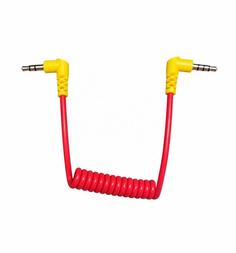 3.5mm to 3.5mm Coiled Camcorder Cable, 4-Pole TRRS Male to Male AV Cord, Right-Angle Plugs, Connects DV Camcorder AV Out to Mini DVR, Audio + Video, Retro Y2K Recording, Plug & Play