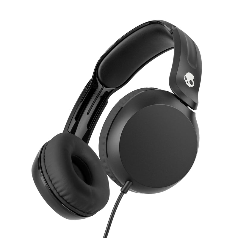 Skullcandy Icon 180 Wired On-Ear Headphones - Black | Built-In 85dB Volume Limiter, Comfortable, Adjustable Headband, Convenient for Travel with 3.5mm AUX Plug, In-Line Microphone