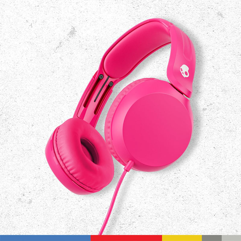 Skullcandy Icon 180 Wired On-Ear Headphones - Crazy Pink | Built-In 85dB Volume Limiter, Comfortable, Adjustable Headband, Convenient for Travel with 3.5mm AUX Plug, In-Line Microphone