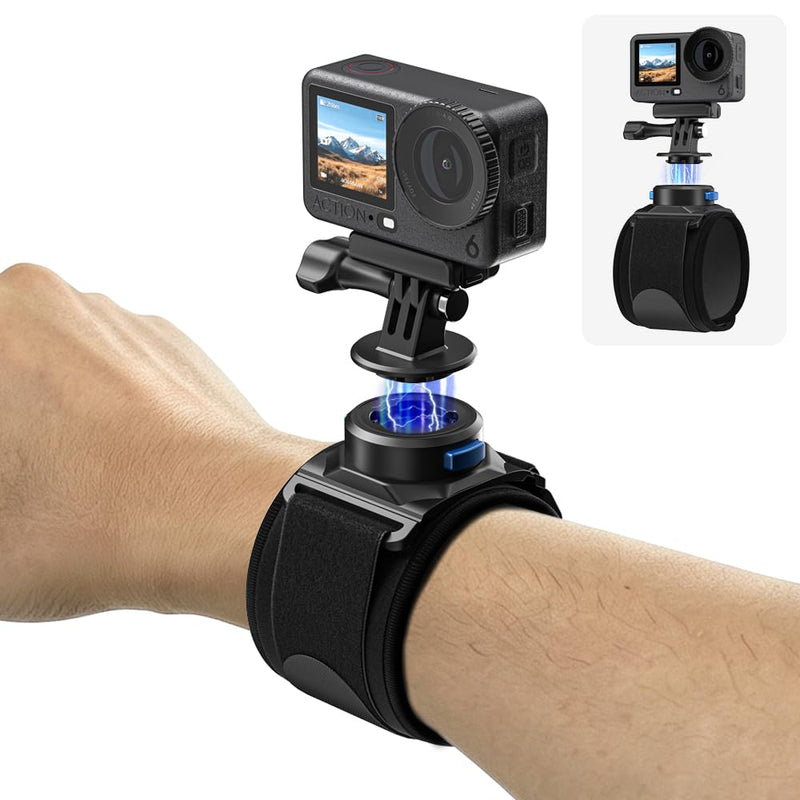 Magnetic Action Camera Wrist Mount, Quick Release Wrist Strap Holder for GoPro Hero 13/12/11/10, DJI Osmo Action 6/5Pro/4/3, Insta360 ONE R, AKASO, and More-t33
