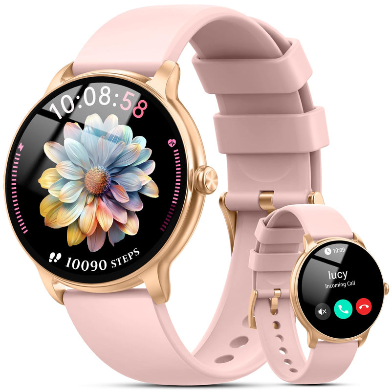 Smart Watch for Women, 1.32'' AMOLED Clear Screen, 2026 New Lightweight Women Smart Watch, Answer/Make Calls, Fitness Tracker with Heart Rate/Sleep/Step Counter, IP68 Waterproof, Gift for her, Pink Rose Gold
