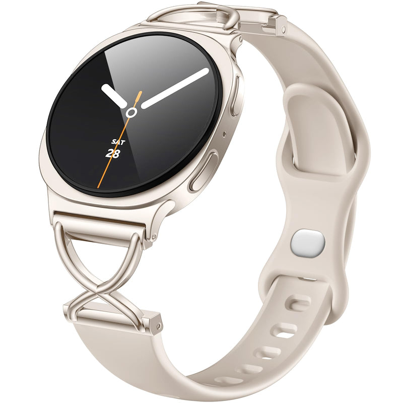Getino Slim Band for Samsung Galaxy Watch 9, Watch 8 & 8 Classic Women | Silicone, Thin No Gap Design, Workout & Daily Wear, Sports Replacement Bands for Galaxy Watch 9/8 40mm 44mm & 8 Classic 46mm 1-Starlight