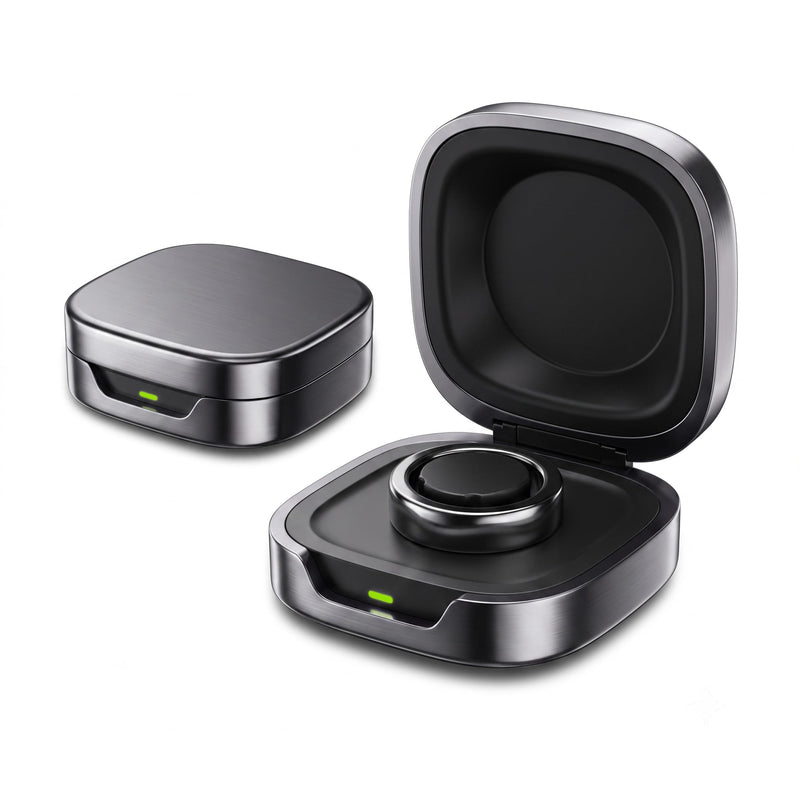 Travel Charging Case for Oura Ring 4 -Size 8, Alloy Portable Charging Case | 600mAh Built-In Power Up to 6 Ring Recharges Pocket-Ready Travel Design Multi-Protection Charging System