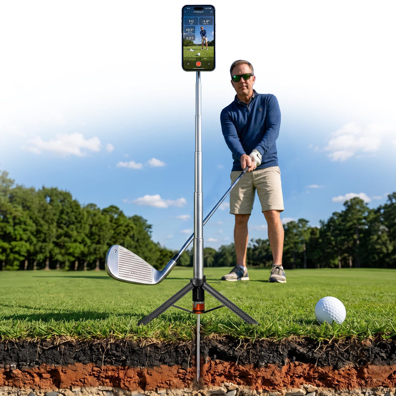 Golf Monopod Stick, Integrated Design Magnetic Tripod Selfie, Phone Holder | All-In-One Design, Ultra-Strong Magnetic Hold (3000g+), Smaller, Lighter, 360° Rotating Head, Adjustable Height