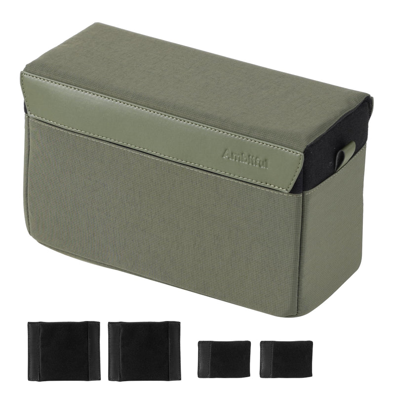 AMBITFUL D1 Cube Camera Insert, Medium/Large Padded Organizer with Dividers for Mirrorless DSLR, Black/Apricot (Green, M (5.2L)) Green M (5.2L)