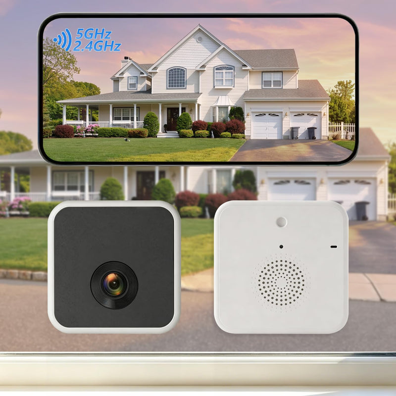 2K Wireless Window Cameras for Home Security, 6s Pre-Roll | Battery Powered, 2.4/5GHz WiFi, Color Night Vision, AI Person Detection, Anti-Glare, Indoor Cameras for Home Security 1 Pack-White