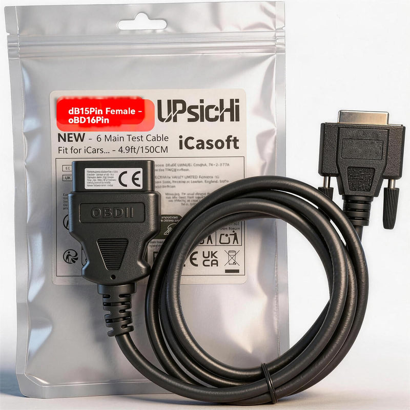 Main Cable Fit for iCarsoft MB CR MAX CR Pro JP US VOL POR Series OBD2 Diagnostic Scanner, 15-Pin Female to 16-Pin Male OBD-II Test Connector Adapter - 4.9ft/150cm