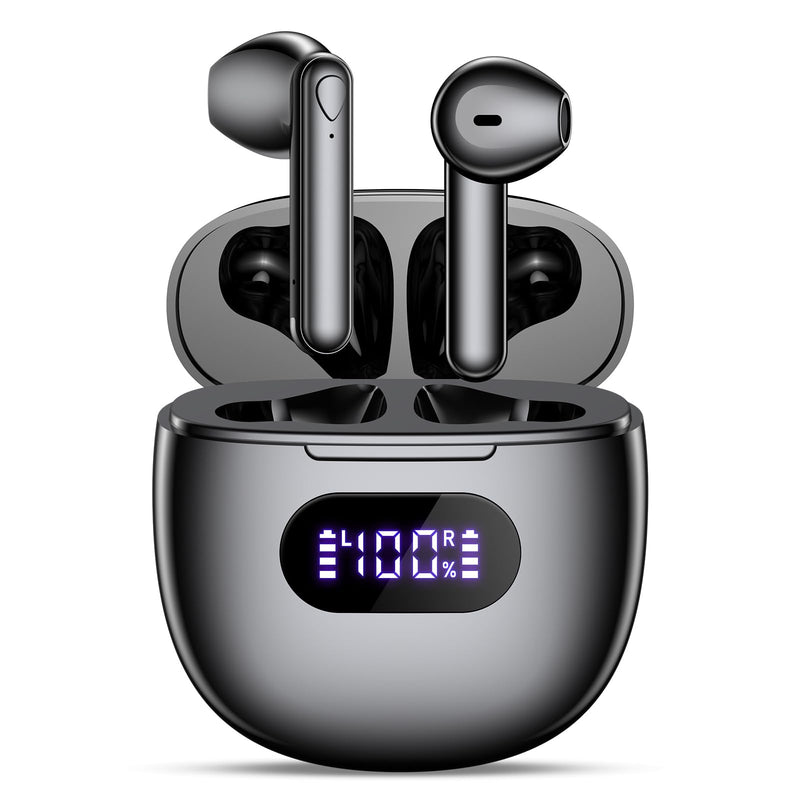 Wireless Earbuds Bluetooth 5.4 Headphones IPX7 Waterproof Earbuds | 48H Long Battery Life Ear buds, LED Display, HiFi Bass, Built-in Mic for Sports Office Home Earphones Black