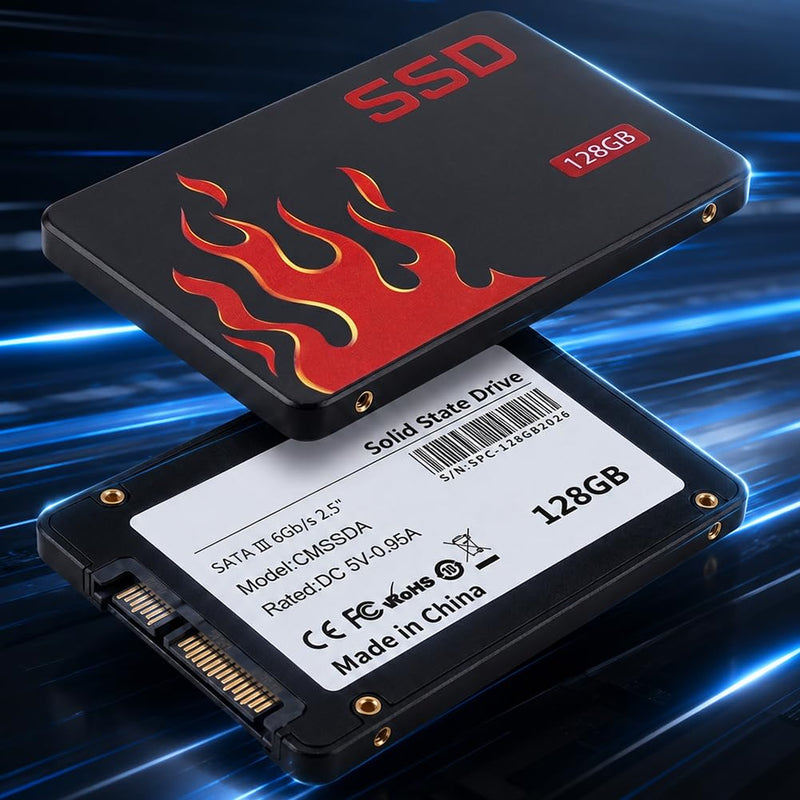 128GB SSD Internal Solid State Drive 2.5" SSD SATA III 6Gb/s, 550MB/s Read Speed 3D TLC NAND for Laptop and PC Desktop Performance Boost (Style I)