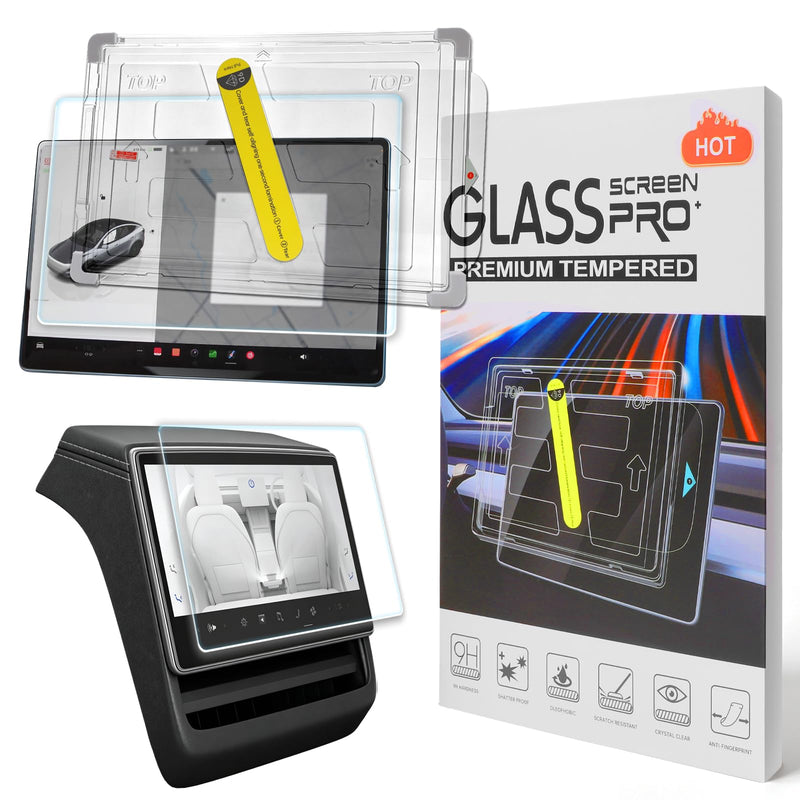 9H Crystal Tempered Glass Screen Protector for Tesla Model Y Juniper 2025-2026 Performance & Premium, Front 16"&Rear 8" Matte Anti-Glare & Anti-Fingerprint, 0.33mm Ultra-Thin, Bubble-Free Installation Kit
