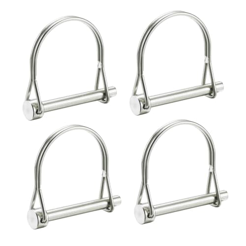 Pack of 4 Trailer Coupler Pin, Wire Lock Pin, 316 Stainless Steel Hardware Pin 1/4" (6.3 mm) Diameter, 2-3/4" (70 mm) Length, Heavy Duty Safety Coupler Pin 1/4" x 2-3/4 "
