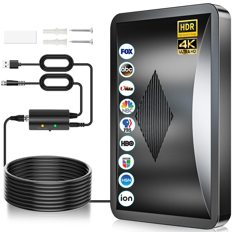 2026 Smart TV Antenna Indoor, 5000+ Miles Range for Local HD Channels | HDTV Digital Antenna Outdoor with Amplified Signal Booster, Compatible with All TVs- 38FT Coaxial Cable, Support 4K 1080p