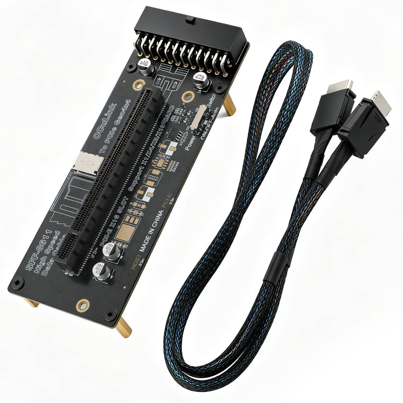 OCuLink eGPU Dock | PCIe 4.0 x4 64Gbps Bandwidth,SFF-8612 to PCIe x16 Adapter, with Oculink Cable 60cm, for NUC, MINI PC,Graphics Cards