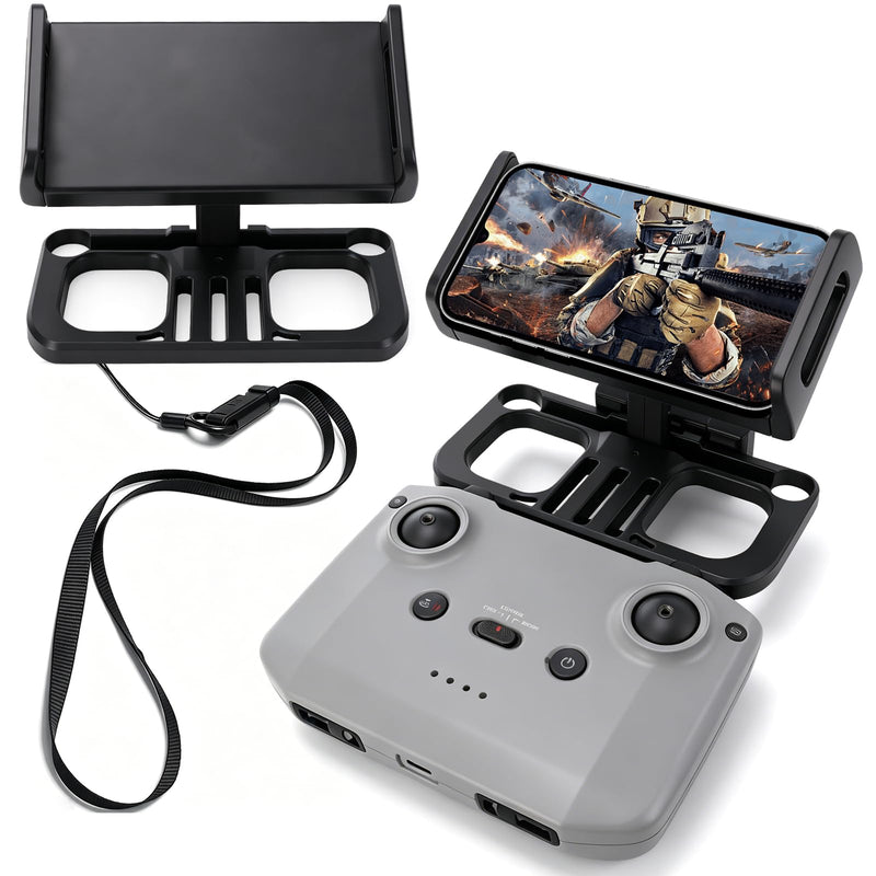 Foldable Tablet & Phone Holder for DJI RC-N1/N2/N3, 4.7-12.9" Mount for iPad/Phones, Fits Mini 5/4 Pro/Air 3/Mavic 3/Neo/Flip, No-Disassembly Design with Lanyard