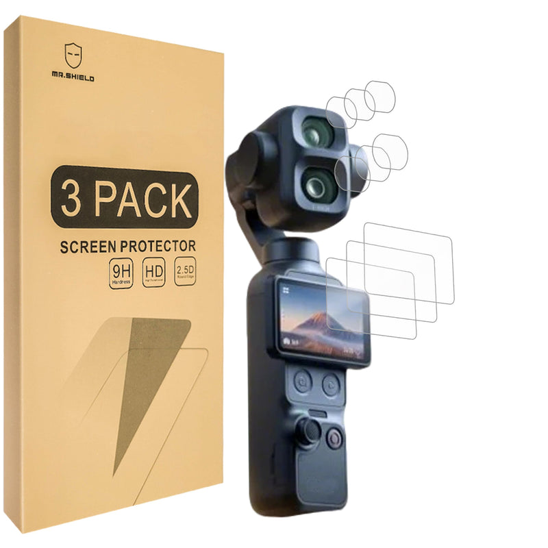 Mr.Shield 3+3 Pack Tempered Glass Screen Protector for DJI Osmo Pocket 4P | [Lens+LCD Screen] Japan Glass with 9H Hardness