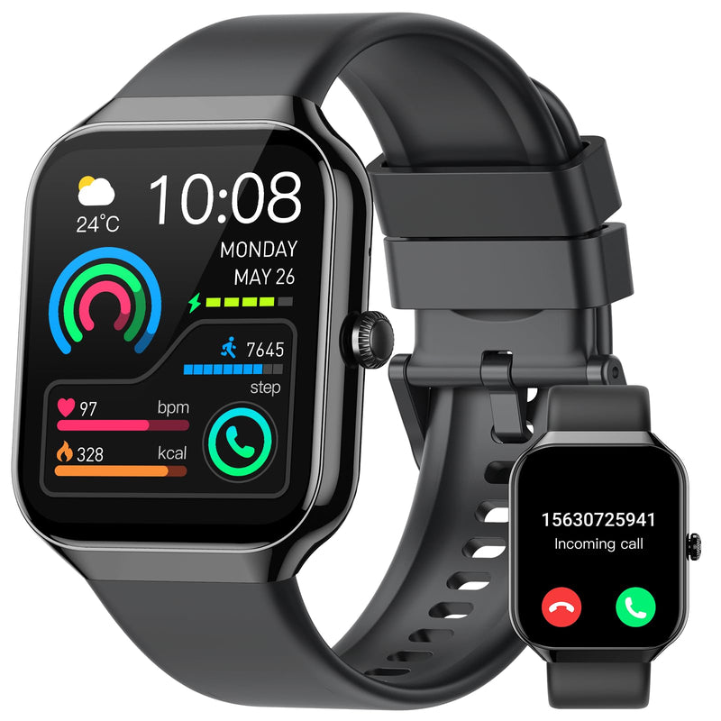 Smart Watch for Men Women (Answer/Make Call), Fitness Watch with Heart Rate/Sleep Monitor/Pedometer/Calories,2026 New Smartwatch IP68 Waterproof,113+ Sports Modes, Activity Tracker for Android iOS Pitch black