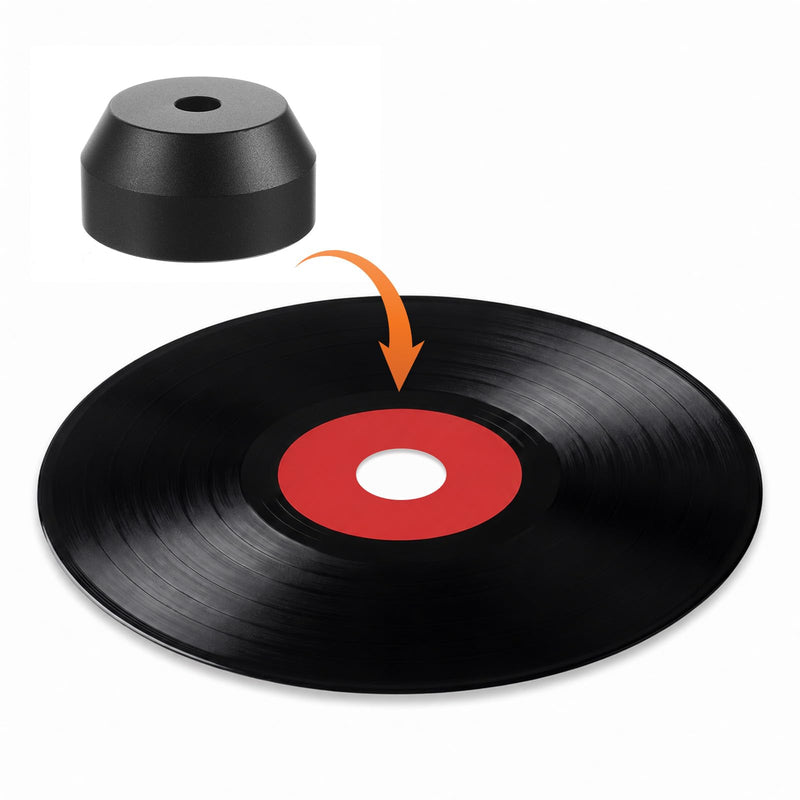 45 RPM Adapter, 45 Record Adapter Solid Aluminum 7 Inch | Vinyl Record Dome 45 Adapter for Record Player (Black)