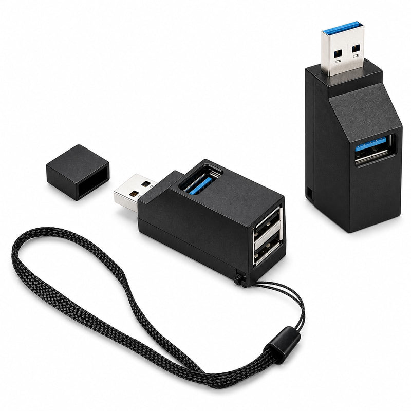 2 Pcs Small USB Hub Mini USB Hub 3 Ports with 1 USB-3.0, 2 US-2.0 | Male to Female Expansion Adapter Splitter 1 in 3 Out for Keyboard, Mobile Hard Disk, U Disk, Camera, Mouse etc Accessories
