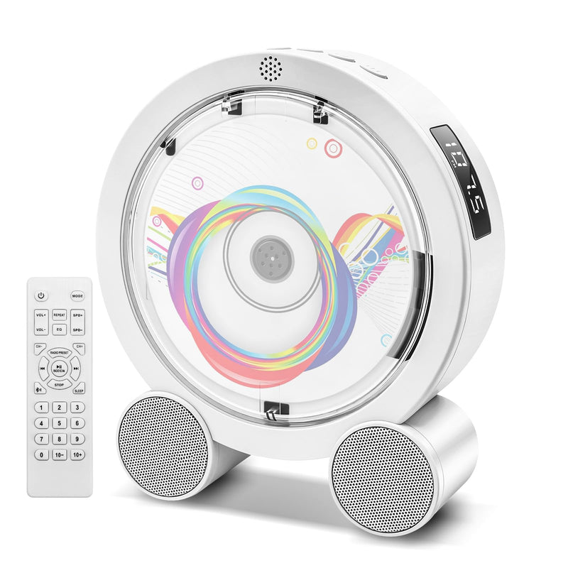 Portable CD Player with Bluetooth, Boombox Built-in 4000mAh Rechargeable Battery, FM Radio, 5 EQ Modes, Remote Control, Sleep Timer, AUX/USB – Compact Portable Radio, Great Gift for Kids, Family