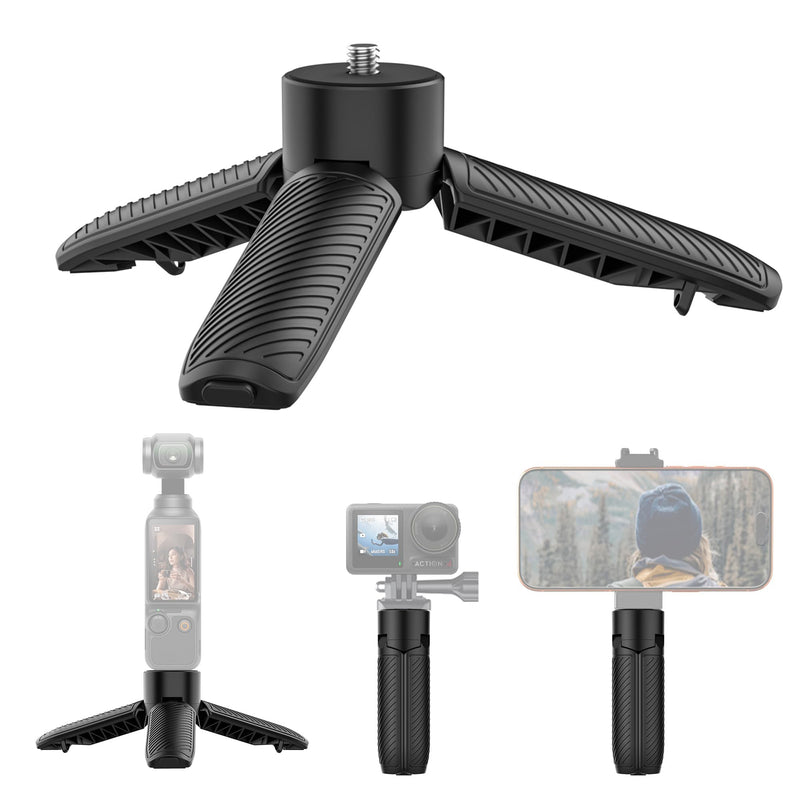 Mini Tripod&One-Touch Deploy Hand Grip for DJI Osmo Pocket 4/3. | Camera Tripod for Action 6/5 Pro/4/Nano,1/4"-20 Screw Mount for Insta360 for GoPro, DSLR Camera,Smartphone.