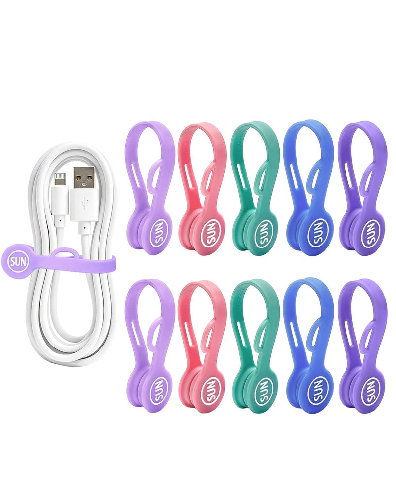 Magnetic Cord Organizer Cable Cord Organizer Magnet Clips Design Patented Silicone Twist Tie Strap Holder Cord Wrap Keepers Reusable Multi-Purpose Home Office School Gifts 10 Pack Mermaid Mermaid