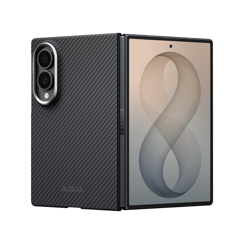 pitaka for Z Fold 8 Case, Caseless Feeling, Aramid Woven, Black/Grey(Twill) | Barely There Feel, Aramid Fiber Woven, Slim & Light, Silky Texture, Compatible with MagSafe, for Business and Everyday Use Black/Grey(Twill) Galaxy Z Fold8