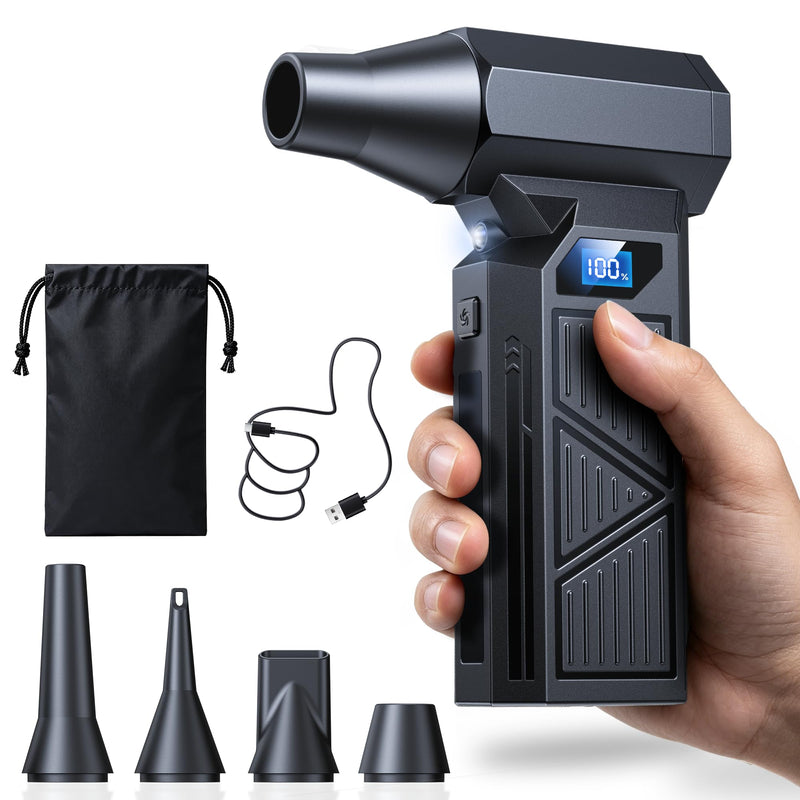 Compressed Air Duster,160000RPM Ultra Powerful Brushless Cordless Blower,4 Speed Mini Air Duster with LED,Rechargeable Dust Remover for PC,Keyboard,Car,Household & Outdoor Cleaning