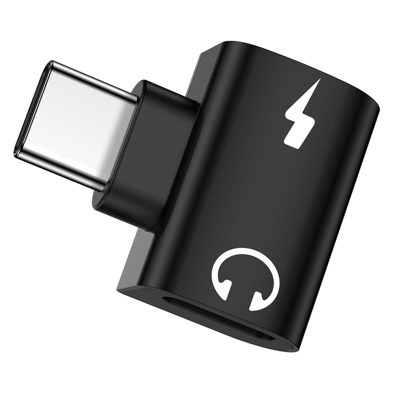 USB C Samsung Headphone and Charger Adapter 2in1 Type C to USB C Audio Jack | PD 60W Fast Charging Aux Dongle Cable Conventor for Galaxy S26/A17/A16/A15/5G/A36/A56/S25 Ultra iPhone 17e/17/16 Pro Max black