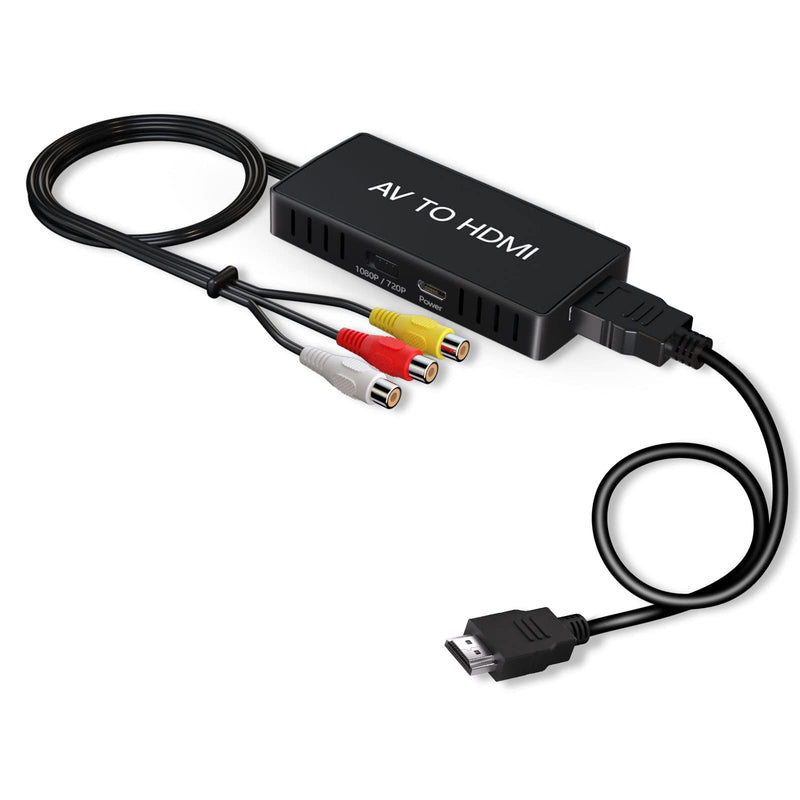 RCA to HDMI Converter, AV to HDMI Converter, 1080P Mini Composite to HDMI Adapter, Support PAL/NTSC for PC, Laptop, TV, WII, PS1, PS2, PS3, STB, VHS, VCR, Blue-Ray DVD Players RCA to HDMI