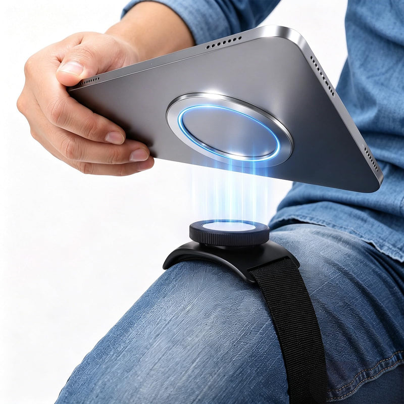 Magnetic Pilot Kneeboard for Tablets, Universal Magnetic Mount | Magnetic Pilot Kneeboard with Adjustable Leg Straps for Cockpit Navigation Hands-Free Use Compatible with iPad iPhone Android
