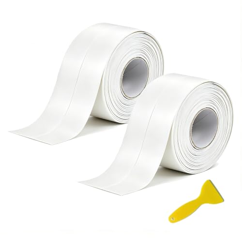 2.36" * 10.5' Kitchen & Bath Tape Caulk Strip Widened Upgraded Acrylic Glue PVC Self Adhesive Waterproof Caulking Tape, Decorative Sealant Trim for Kitchen Sink Toilet Bathtub (White 2PCS)
