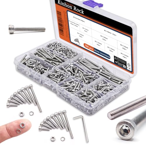 796PCS M3×10/12/14/16/20/25/30/40mm Metric Screw Assortment Kit M3-796pcs