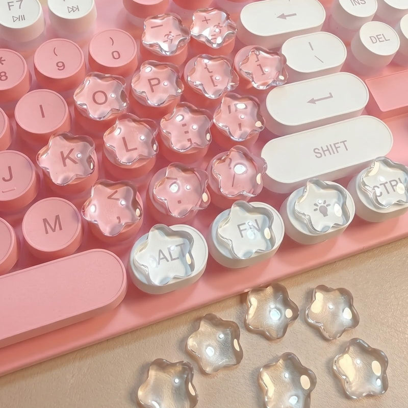 60pcs Flower Keycap for Long Nails,Glass Star Keyboard Sticker (Flower60) | Cute 3D glass flower keyboard stickers for long nail. keycaps protect nail art,eyboard covers, Christmas gift for girls Flower 60pcs