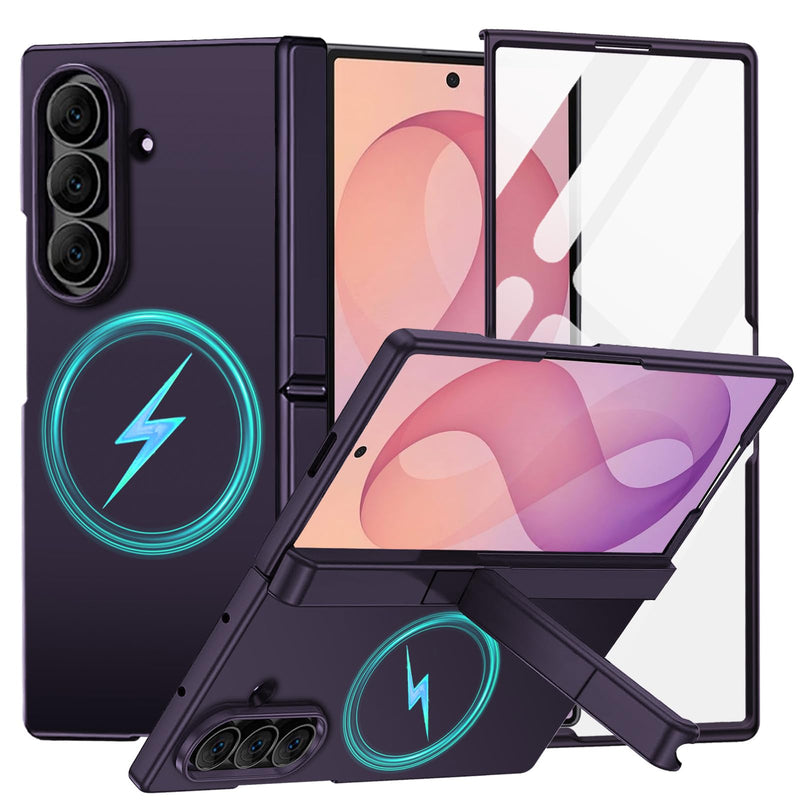 for Samsung Galaxy Z Fold 8 Ultra Magnetic Case with Kickstand | Screen Protecto＆Hinge Protection,Full-body Case Compatible with Magsafe,Slim Shockproof Cover for Galaxy Z Fold8 Ultra,Purple Purple