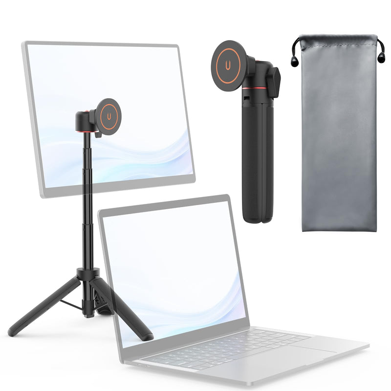Portable Travel Monitor Stand for 4.7''-18.5'' Monitor /Tablet/iPad/Phone | 7.4''-20.7'' Height Adjustable Monitor Tripod Stand Holder, Foldable Magnetic Metal Monitor Mount up to 18.5'' Holds 4.4lb