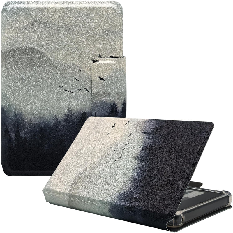 Case for 3.7'' XTEINK X3 E-Book (Misty Forest) | 2in1 Magnetic Detachable Folio Cover, Ultra-Thin Lightweight, PU Leather & TPU Transparent Shell, Magnetic Closure Buckle Misty Forest
