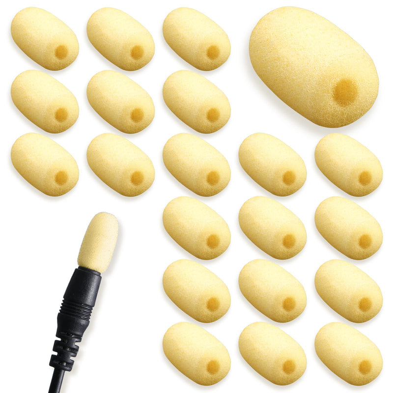20Pcs Microphone Windscreen,Mini Size Microphone Covers Foam | Replacement Headset Microphone Covers Foam for Hole Ear-Hook Other Headset Microphones, 0.71 x 0.31 x 0.08 In (Yellow)