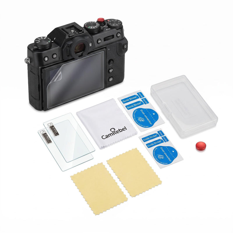 2 Pack 9H Tempered Glass Screen Protector Compatible for Fuji film X-T50 Digital Camera, Anti-Scratch Ultra Clear Bubble Free LCD Screen Cover, Screen Protector, Soft Shutter and Fiber Cloth for FUJI XT50