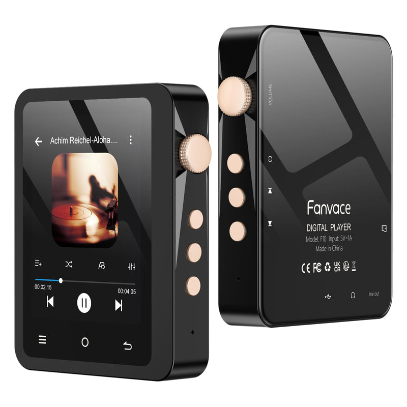 HiFi MP3 Player with Bluetooth 5.3, Lossless DSD High-Resolution Digital Audio Music Player, Portable DAC FLAC Audio Player, 192Khz/24bit, 2.8" Touchscreen & Leather Case Black
