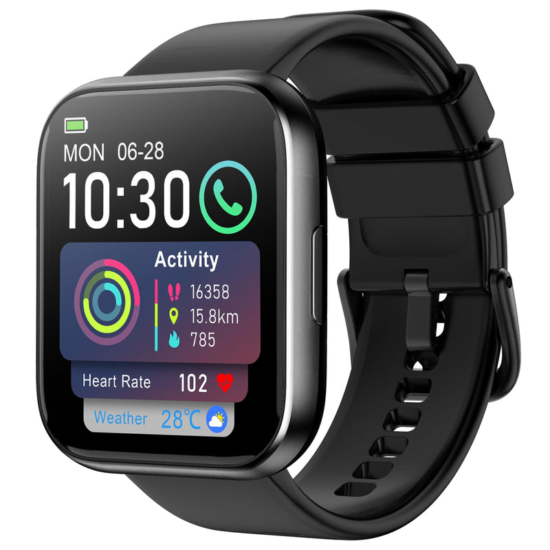 Smart Watch for Men - 1.85" HD 2026 Upgraded Fitness Tracker Bluetooth Call and Text Smartwatch with 7 Day Battery 5 ATM Waterproof Heart Rate Sleep Monitor 130+ Sport Modes for Android & iOS (Black) Black