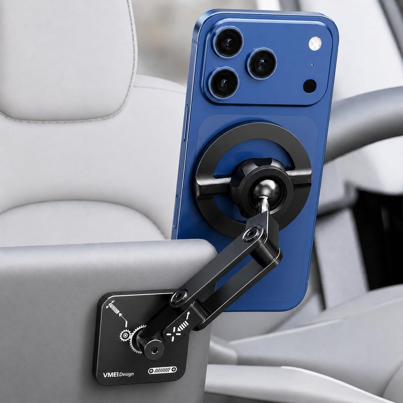 Foldable Hidden Tesla Phone Mount, All-Metal 360° Adjustable MagSafe Powerful Magnetic Car Holder Fits All Phones, Tesla Accessories for Model 3 Model Y Cybertruck