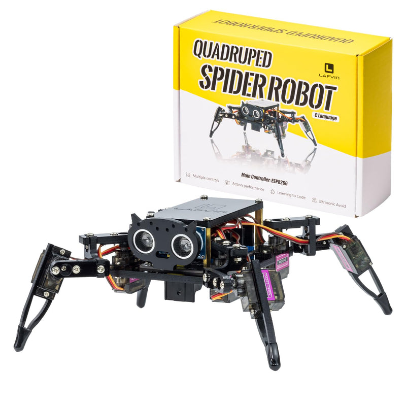 LAFVIN Spider Robot Kit for ESP8266, Quadruped Spider Robot with APP & Infrared Remote Control, Open Source Code STEM Programming Robot for Arduino
