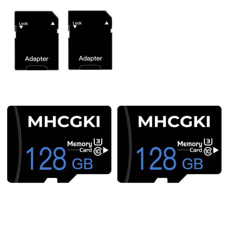 128GB Micro Memory Card High Speed Class 10 TF Memory Card with Adapter for Dash Cam,Camera,Smartphone,Tablet 128GB-2PACK Black