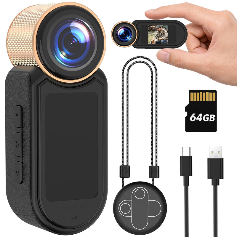 1080P Thumb Action Camera, WiFi Mini Body Hands-Free POV Camera Camcorder | Wearable Portable Recording, with Magnetic Pendant, for Security, Guard, Cycling, Travel, Pet Walking, Vlogging-Black Black