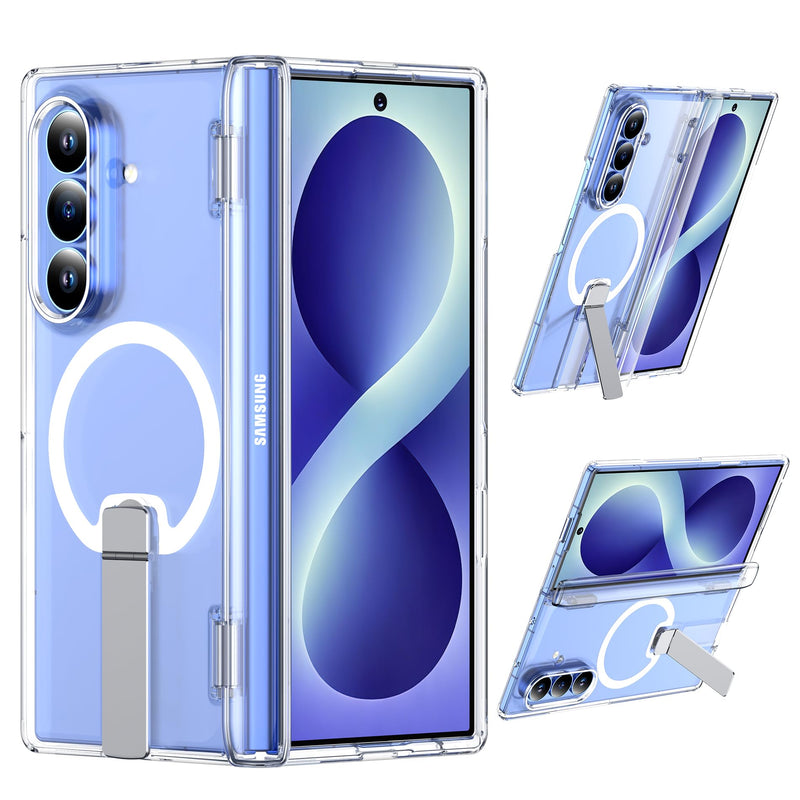 For Samsung Galaxy Z Fold 8 Ultra Case with Kickstand & Screen Protector | MagSafe-Compatible,Military Grade Drop Tested Non-Slip Slim Shockproof Case for Samsung Galaxy Z Fold 8 Ultra-Clear Glaxy Z Fold 8 Ultra-6.9" Clear